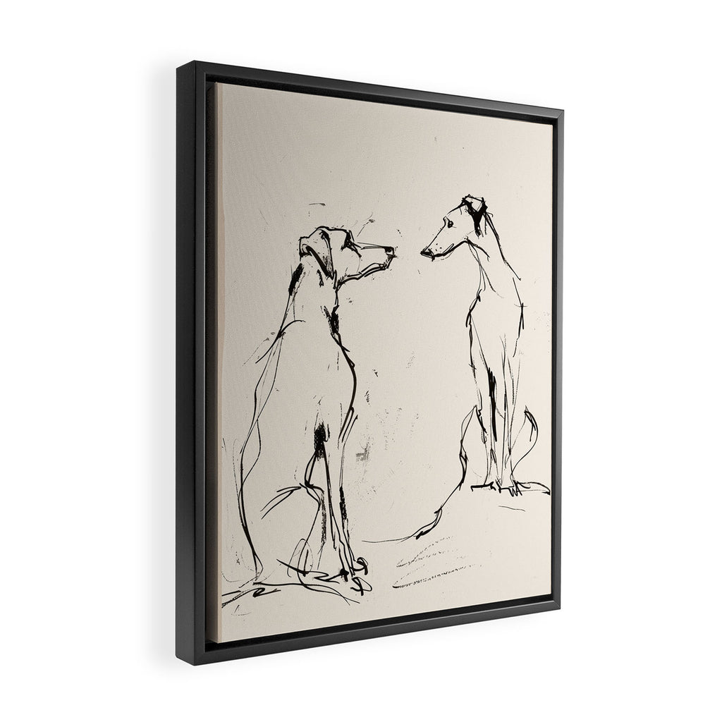 Greyhound Pair - Modern Sketch Framed Canvas Print Gallery Image 2