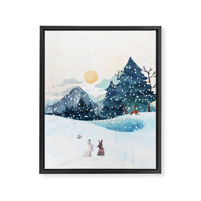 Happy Little Wildlife Framed Canvas Print Gallery Image 1