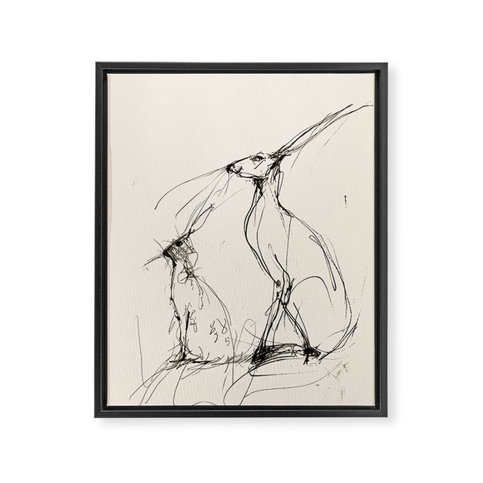 Hare Pair Framed Canvas Print Gallery Image 1