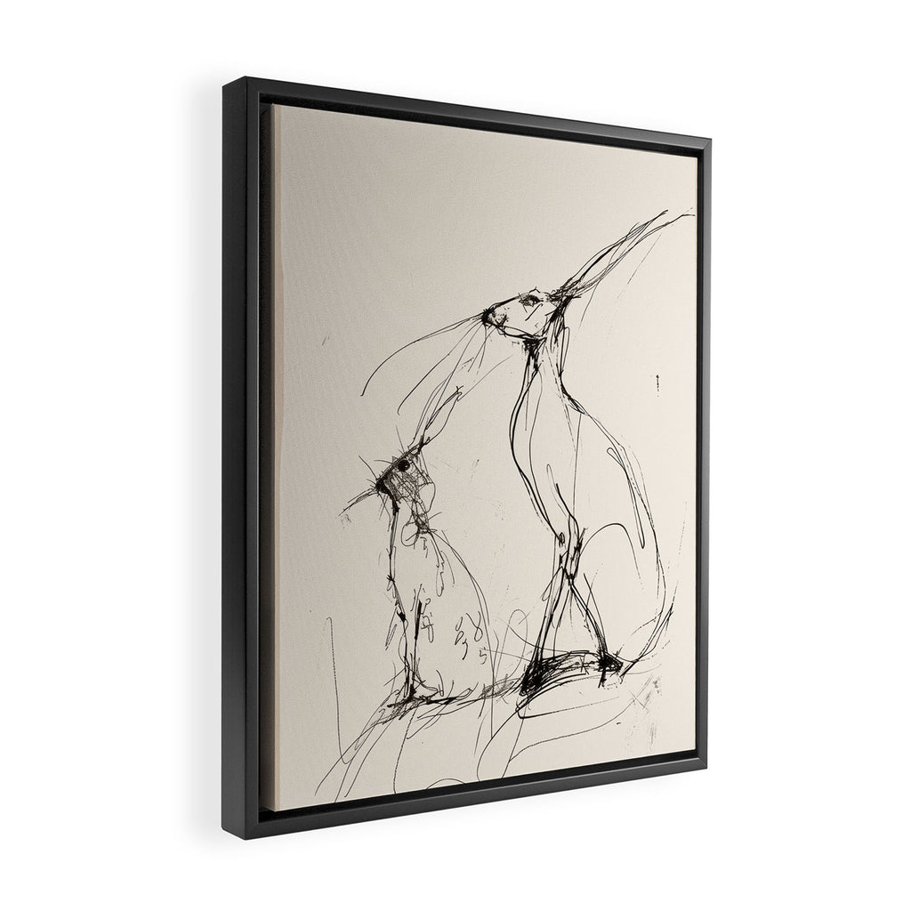 Hare Pair Framed Canvas Print Gallery Image 2