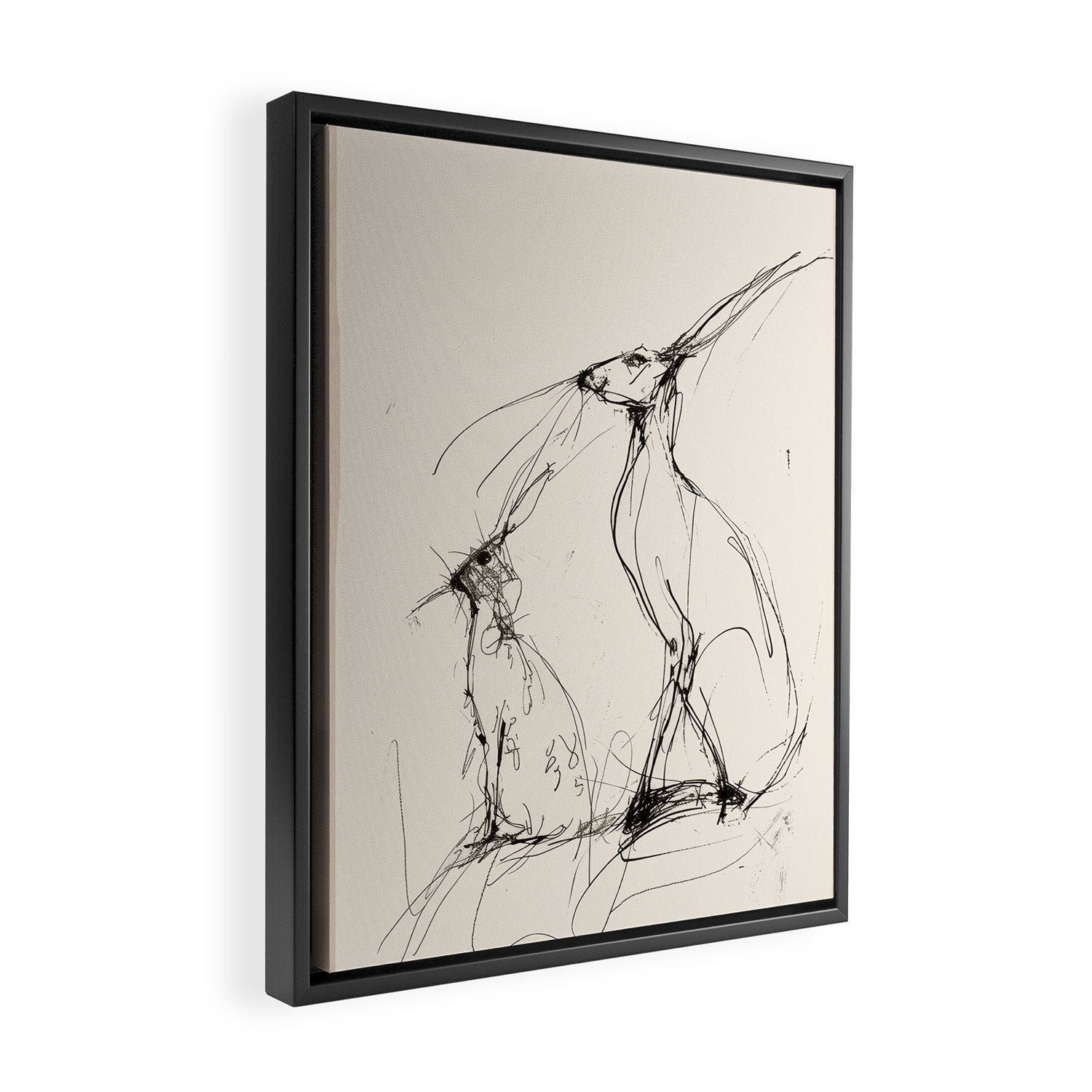 Hare Pair Framed Canvas Print Gallery Image 2
