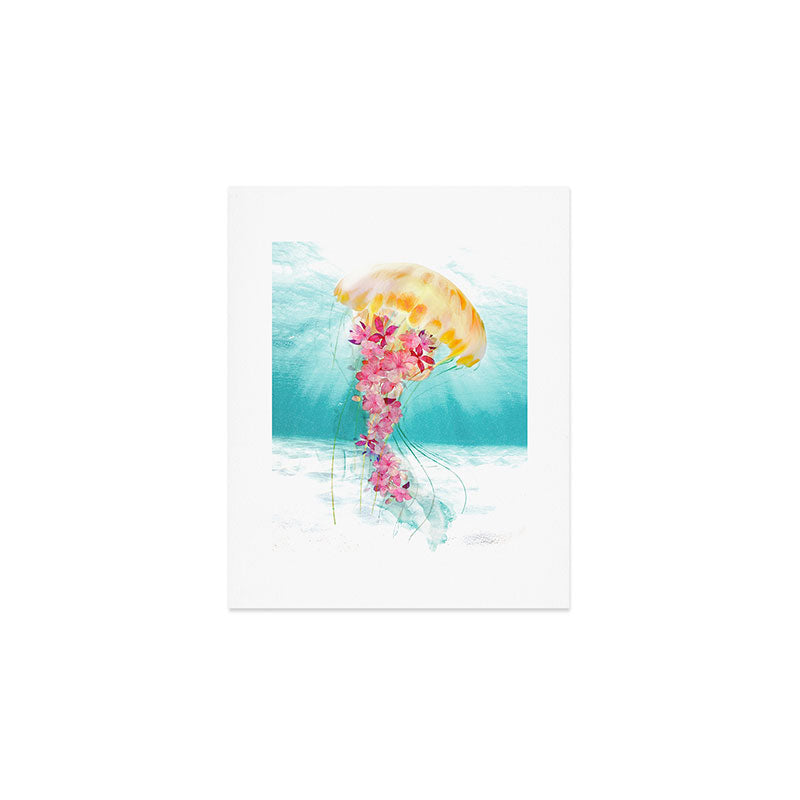 Jellyfish with Flowers Art Print Gallery Image 1