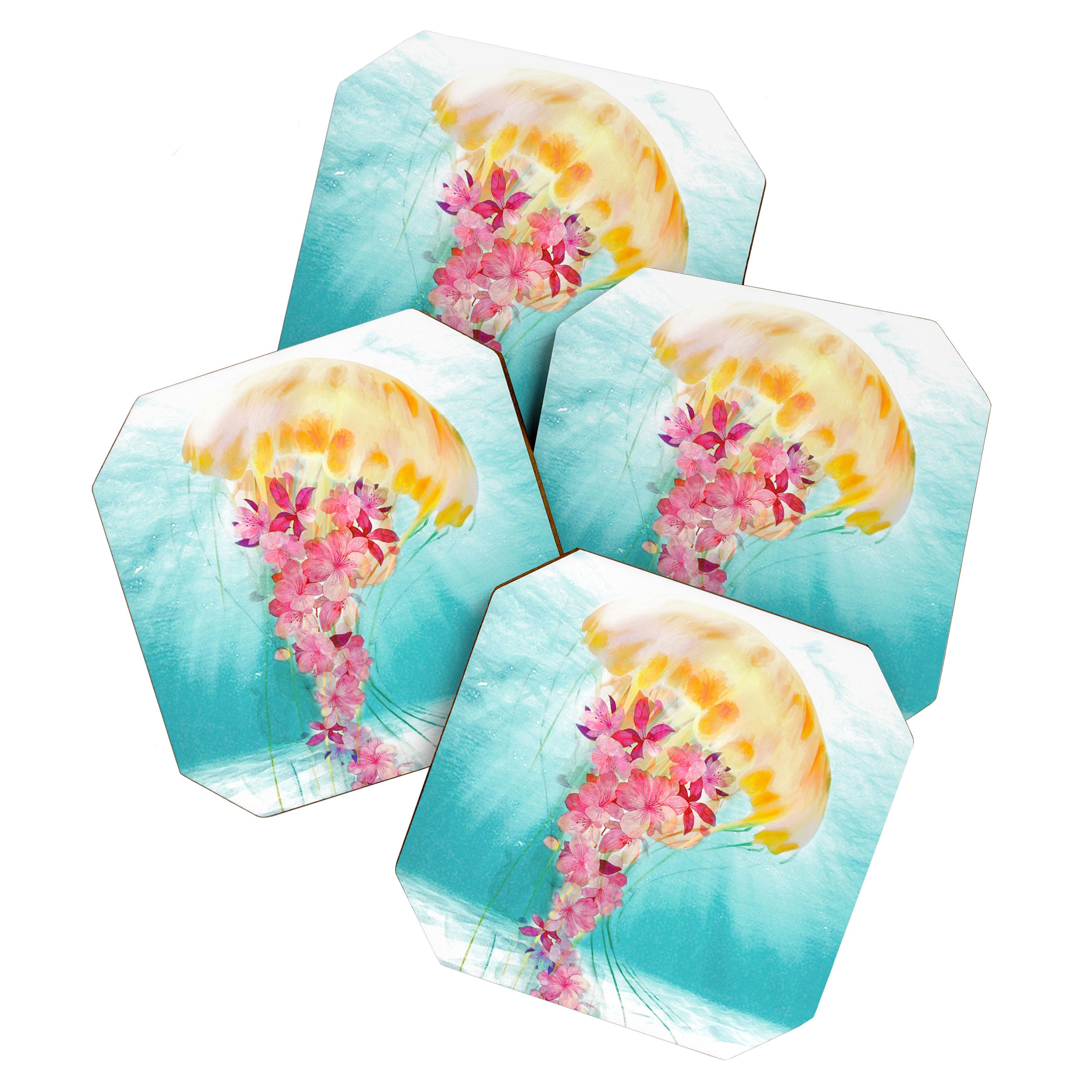 Jellyfish with Flowers Coaster Gallery Image 1