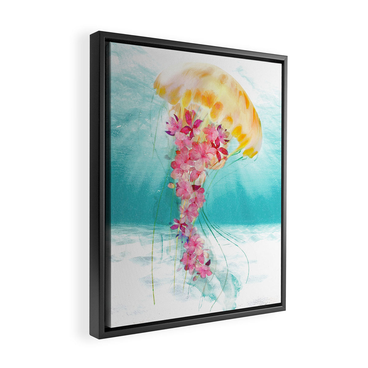 Jellyfish with Flowers Framed Canvas Print Gallery Image 2