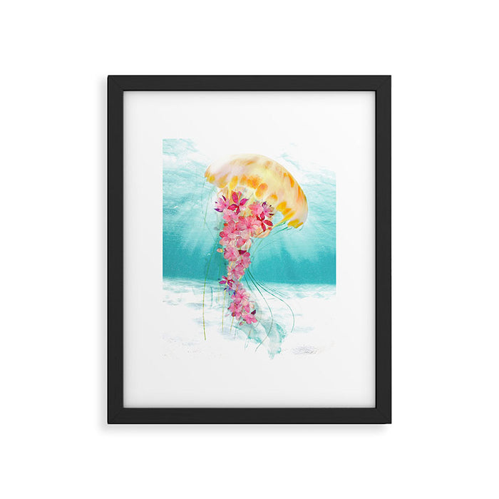 Jellyfish with Flowers Framed Art Print Gallery Image 1