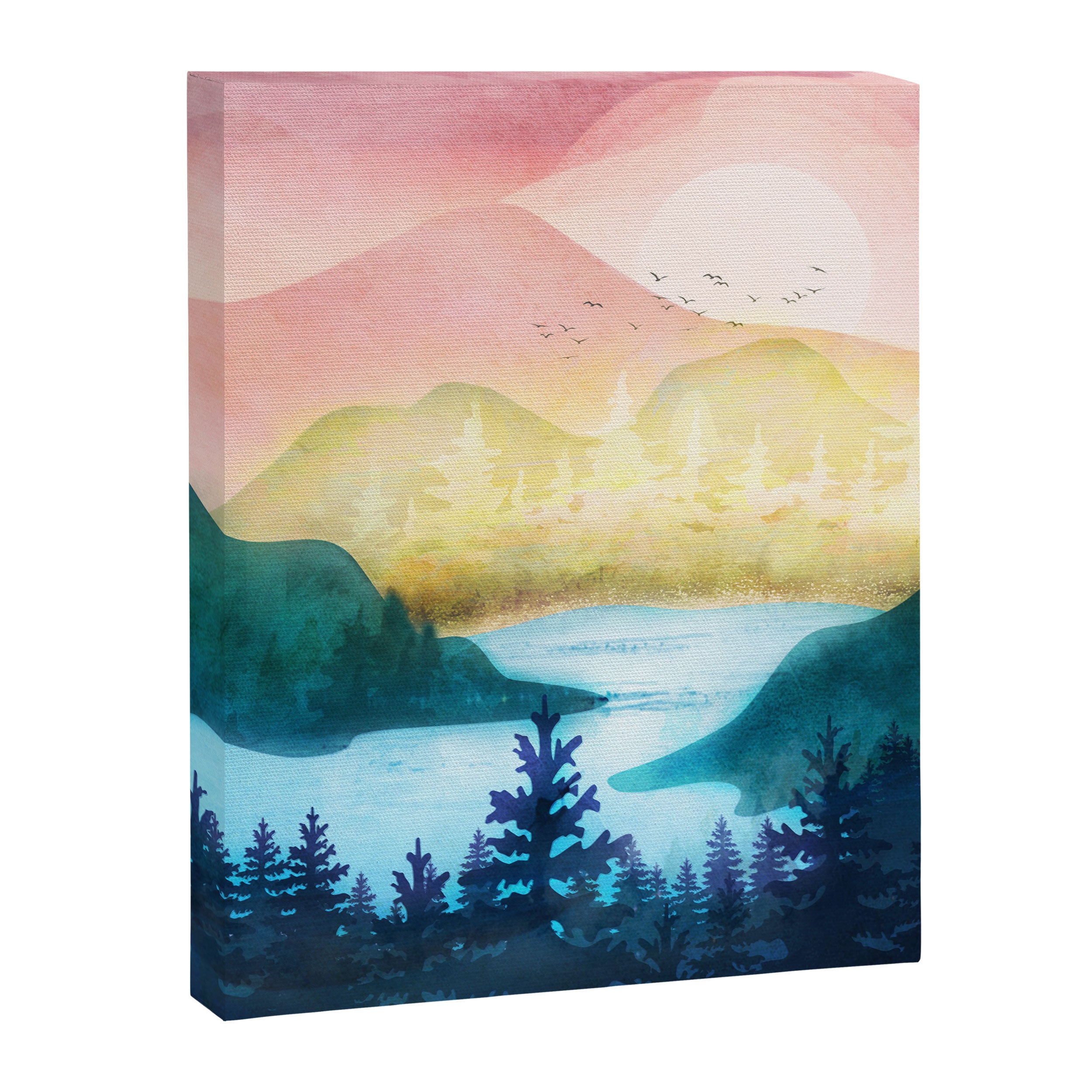 Lake beneath the towering hills Canvas Print Gallery Image 8