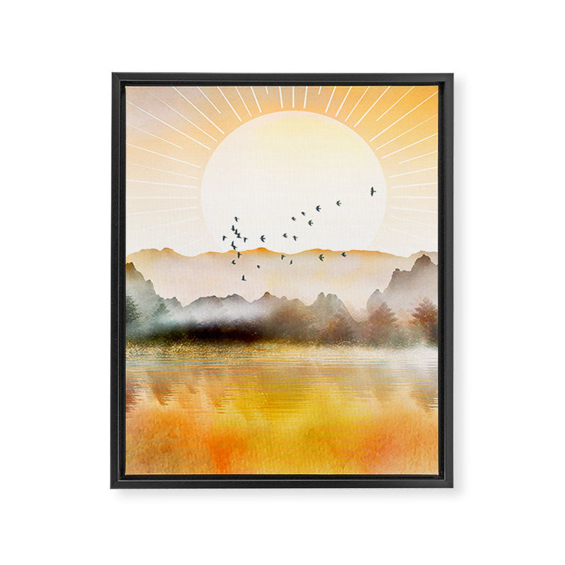 Lake Sunrise Framed Canvas Print Gallery Image 8