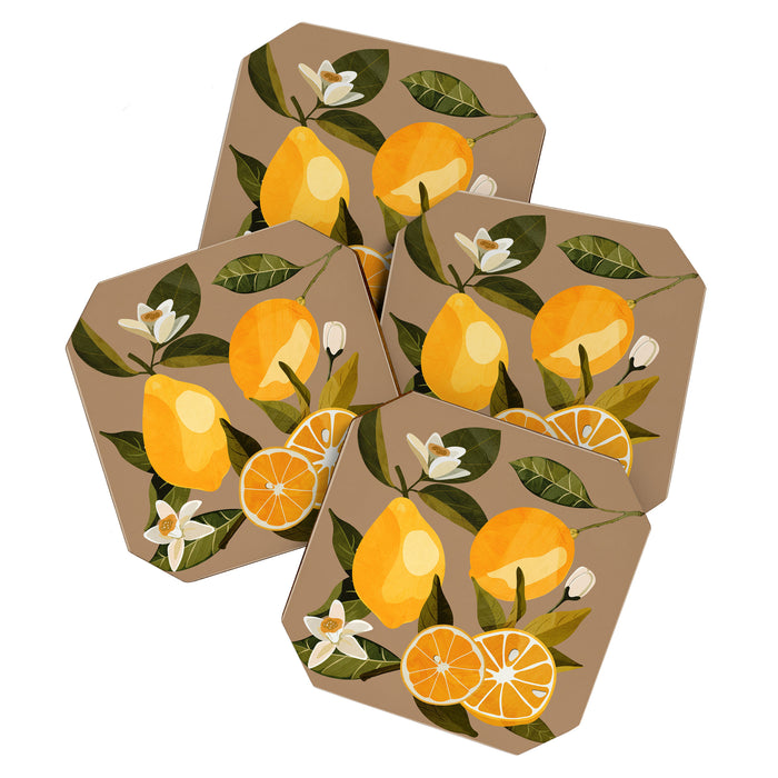 Lemons Botanical Art 2 Coaster Gallery Image 1