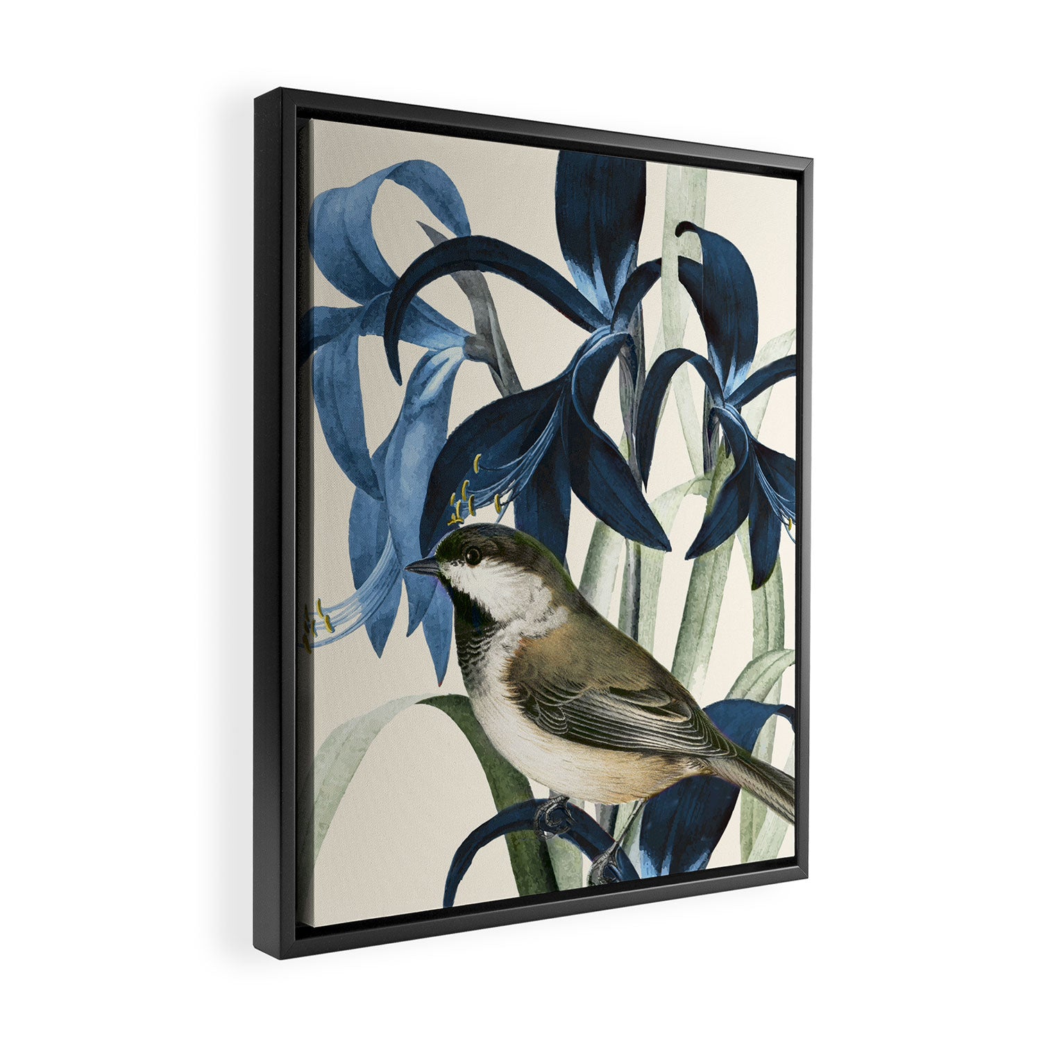 Little Bird and Flowers II Framed Canvas Print Gallery Image 2