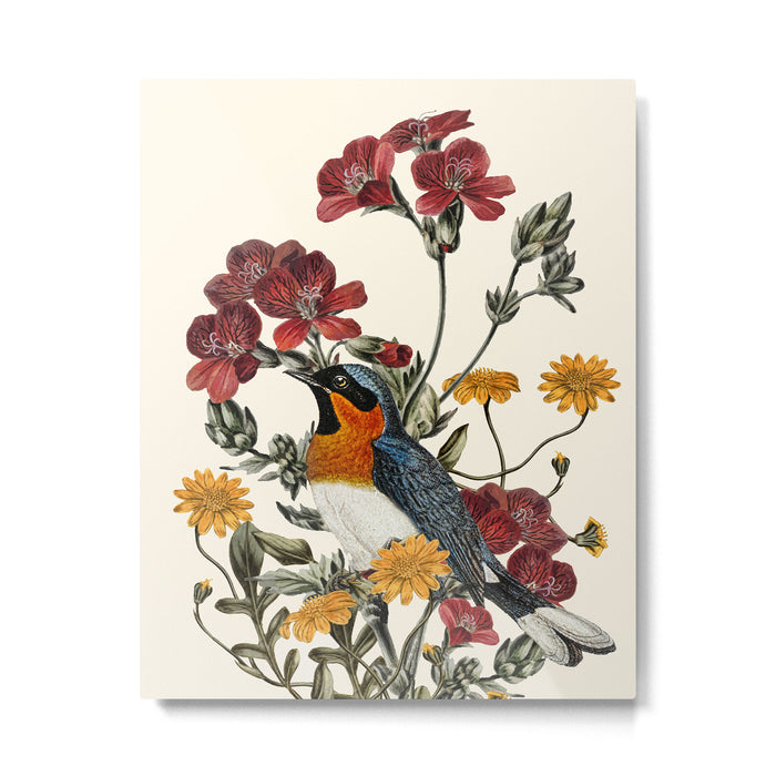 Little Bird and Flowers Metal Print Gallery Image 1