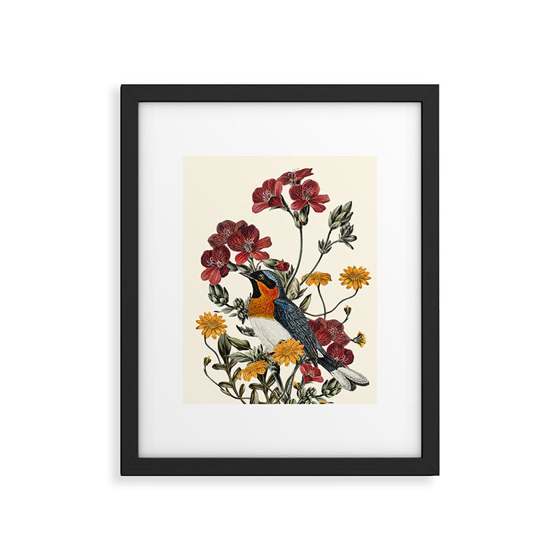 Little Bird and Flowers Framed Art Print Gallery Image 5