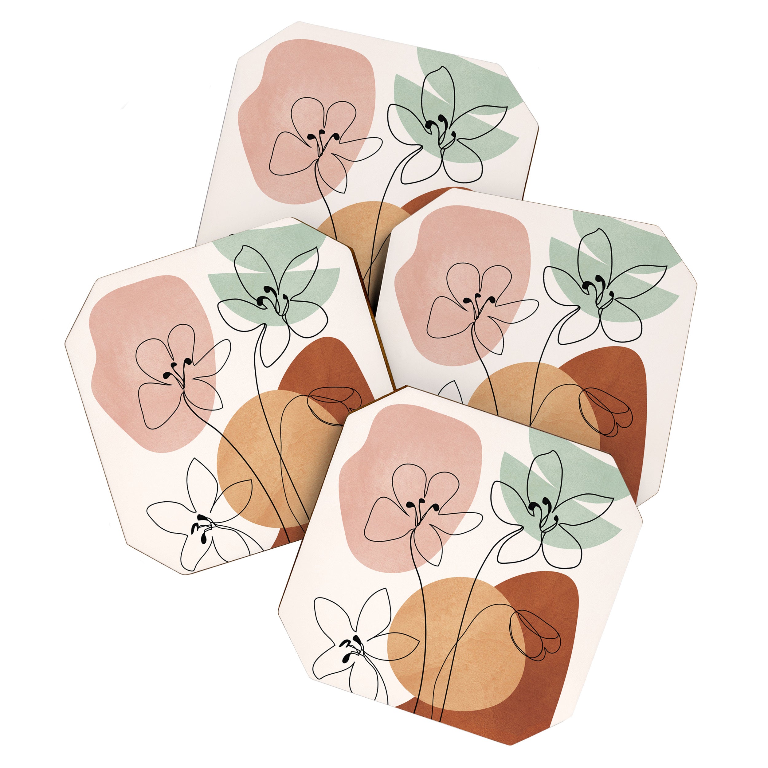 Minimal Abstract Flowers 04 Coaster Gallery Image 1