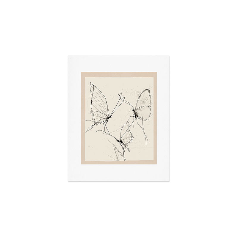 Minimal Butterfly Sketch Art Print Gallery Image 1