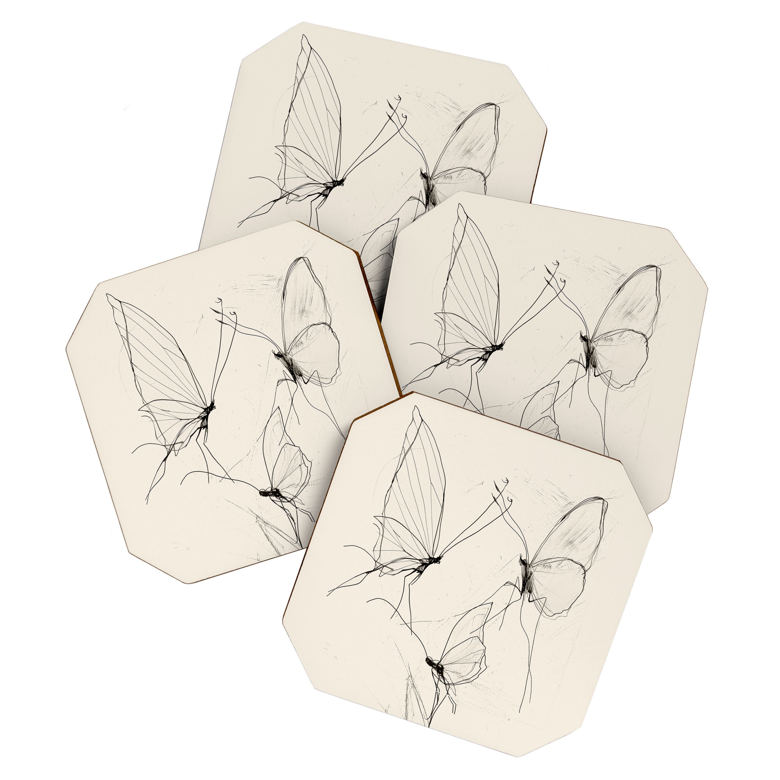 Minimal Butterfly Sketch Coaster Gallery Image 1