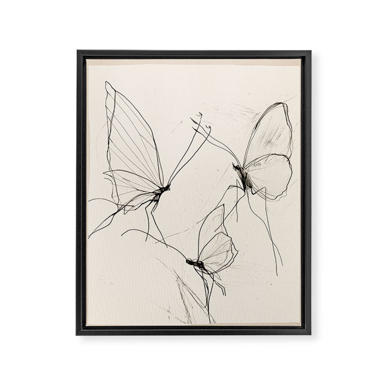Minimal Butterfly Sketch Framed Canvas Print Gallery Image 6