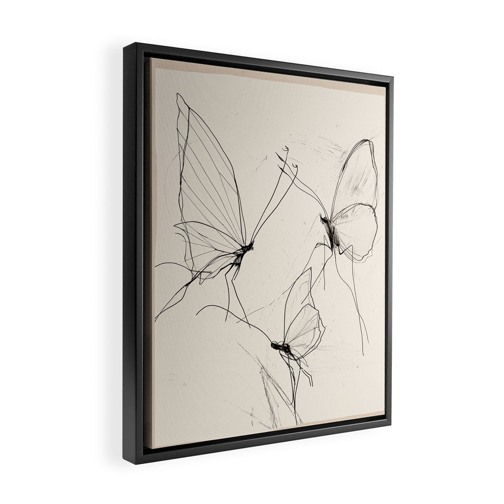 Minimal Butterfly Sketch Framed Canvas Print Gallery Image 2
