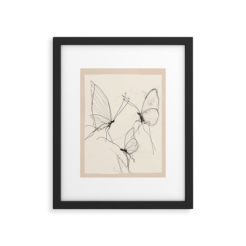 Minimal Butterfly Sketch Framed Art Print Gallery Image 5
