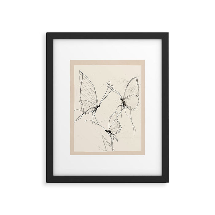 Minimal Butterfly Sketch Framed Art Print Gallery Image 1