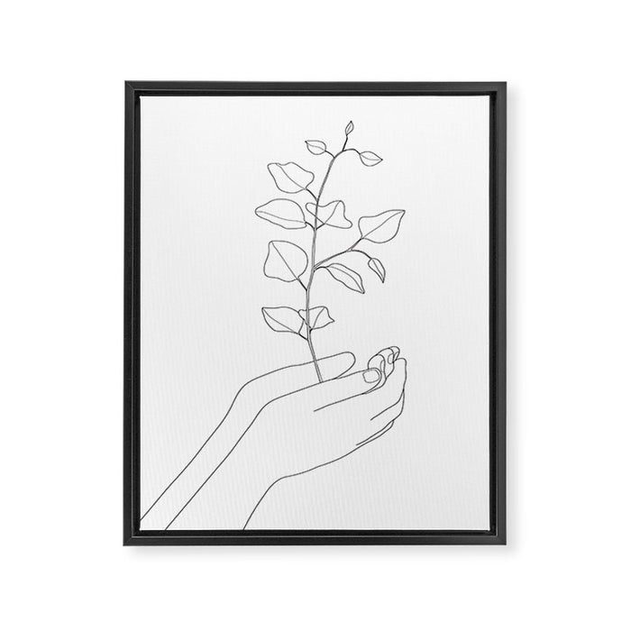 Minimal Hand Holding the Branch II Framed Canvas Print Gallery Image 1