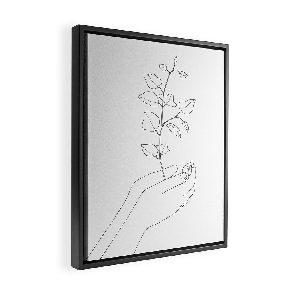Minimal Hand Holding the Branch II Framed Canvas Print Gallery Image 2