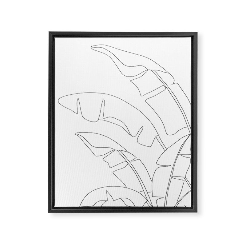 Minimal Line Art Banana Leaves Framed Canvas Print Gallery Image 6