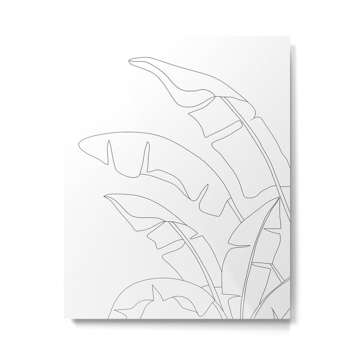 Minimal Line Art Banana Leaves Metal Print Gallery Image 1