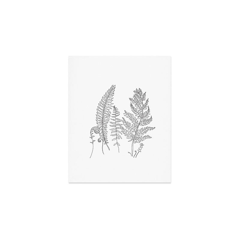 Minimal Line Art Fern Leaves Art Print Gallery Image 1