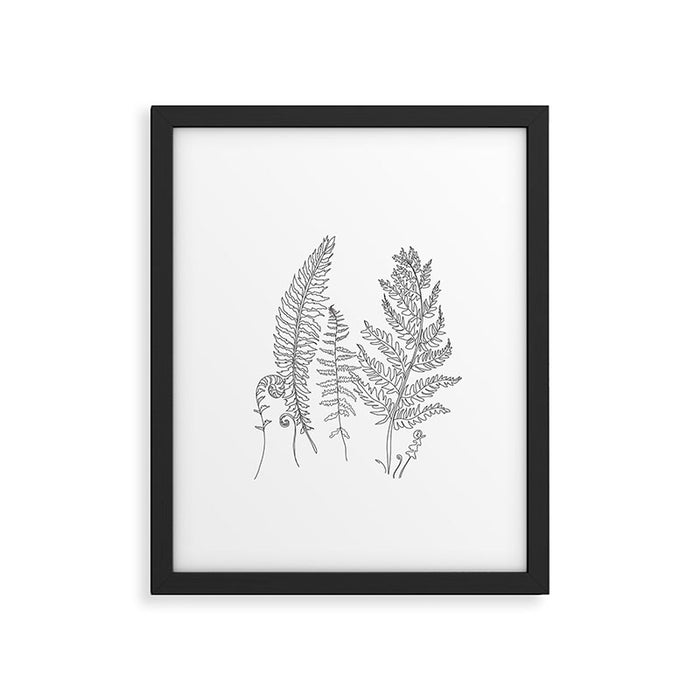 Minimal Line Art Fern Leaves Framed Art Print Gallery Image 1