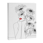 Minimal Line Art Girl with Sunflowers Canvas Print Gallery Image 6
