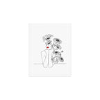 Minimal Line Art Girl with Sunflowers Art Print Gallery Image 1