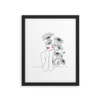Minimal Line Art Girl with Sunflowers Framed Art Print Gallery Image 5