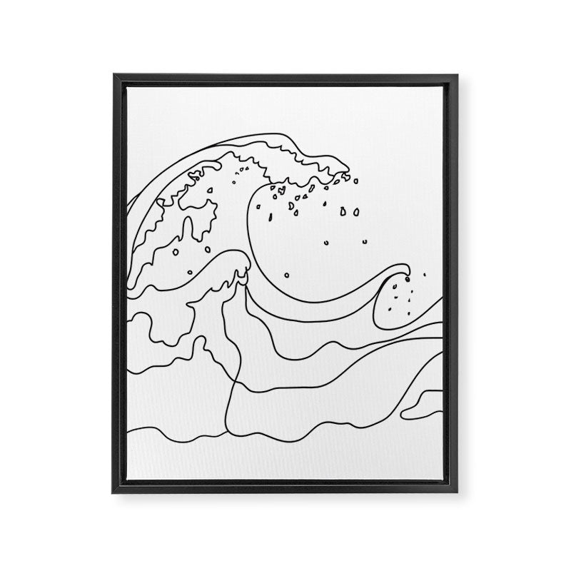 Minimal Line Art Ocean Waves Framed Canvas Print Gallery Image 6
