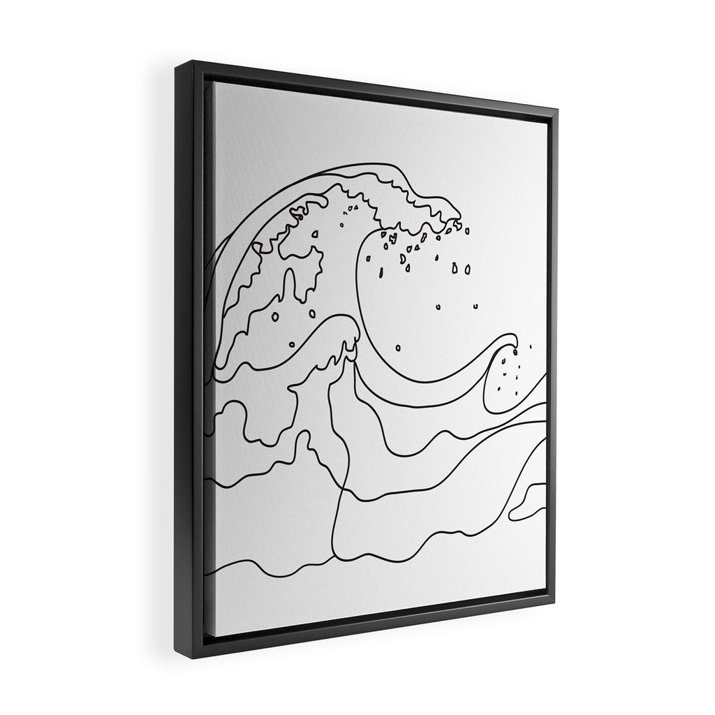 Minimal Line Art Ocean Waves Framed Canvas Print Gallery Image 2