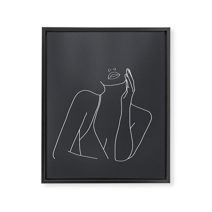 Minimal Line Art of a Woman Framed Canvas Print Gallery Image 1