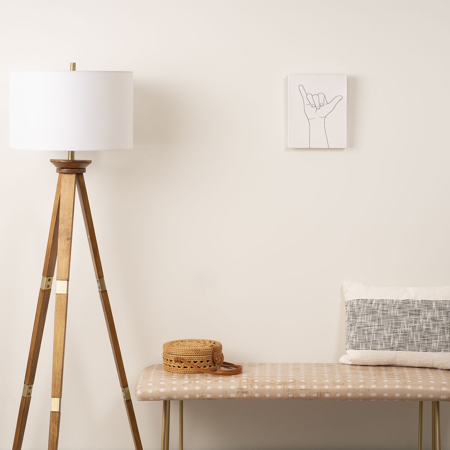 Minimal Line Art Shaka Hand Gesture Canvas Print Gallery Image 2
