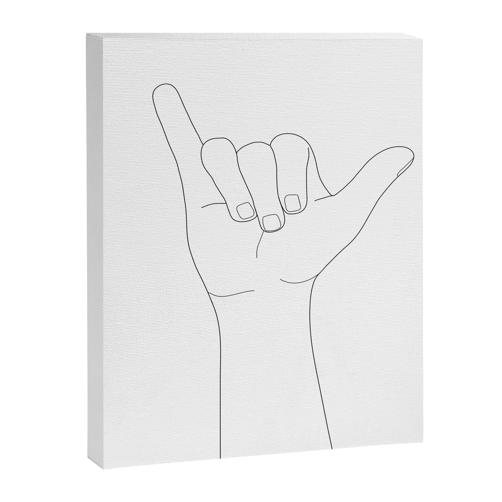 Minimal Line Art Shaka Hand Gesture Canvas Print Gallery Image 6