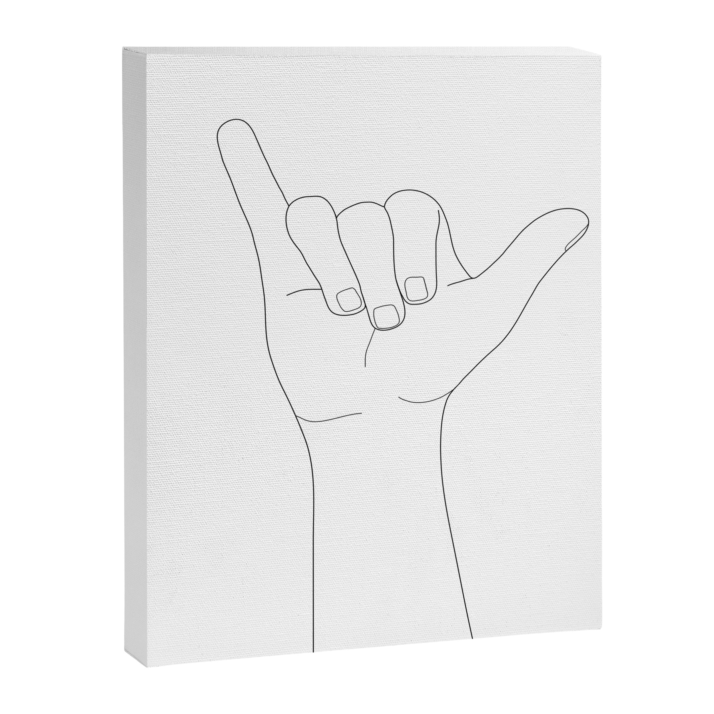 Minimal Line Art Shaka Hand Gesture Canvas Print Gallery Image 6