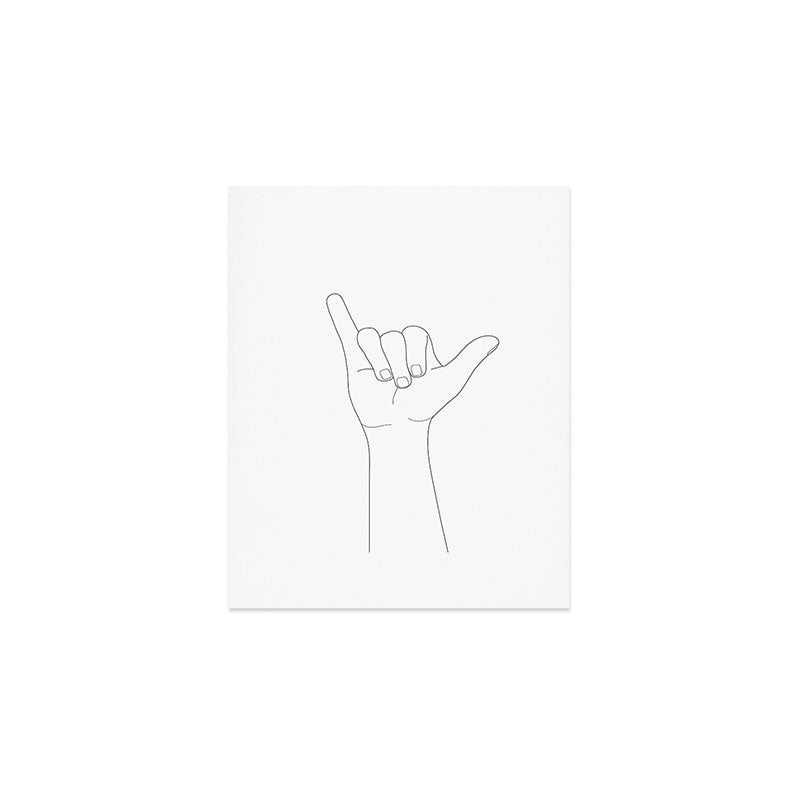 Minimal Line Art Shaka Hand Gesture Art Print Gallery Image 1