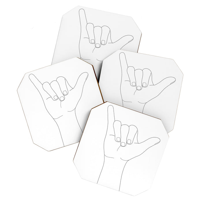 Minimal Line Art Shaka Hand Gesture Coaster Gallery Image 1