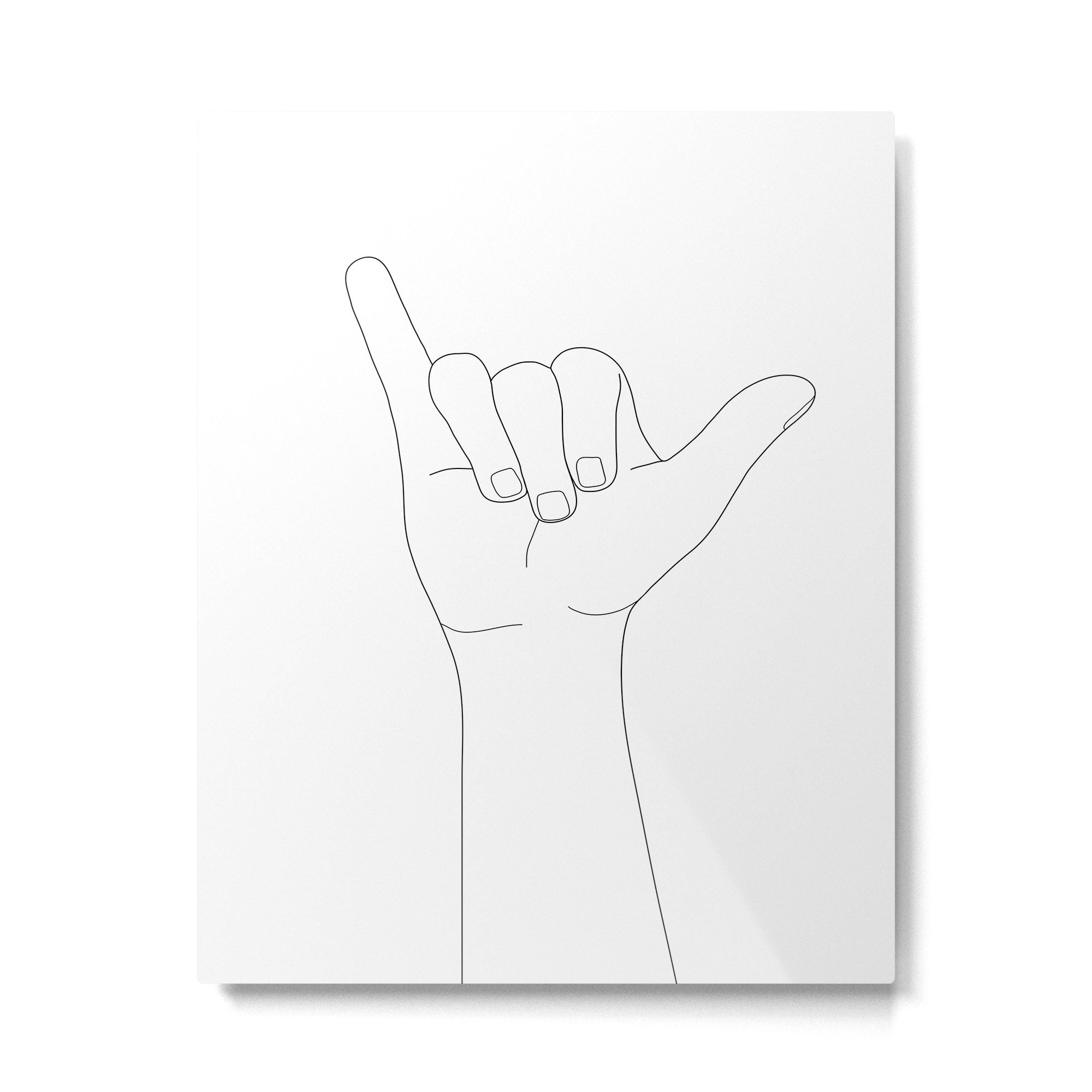 Minimal Line Art Shaka Hand Gesture Metal Print Gallery Image 4