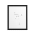 Minimal Line Art Shaka Hand Gesture Framed Art Print Gallery Image 4