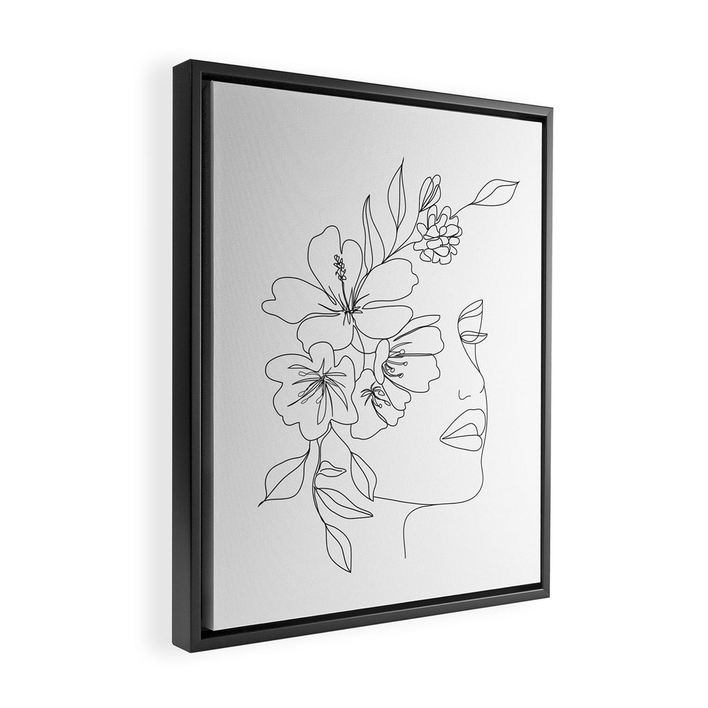Minimal Line Art Woman Face II Framed Canvas Print Gallery Image 2