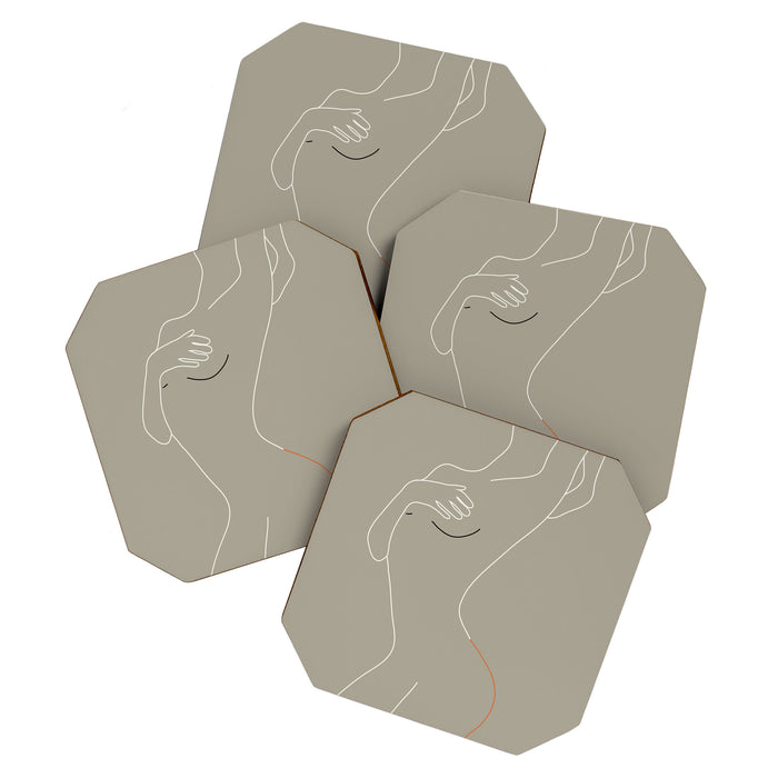 Minimal Line Art Woman Figure II Coaster Gallery Image 1