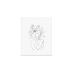 Minimal Line Art Woman Flower Head Art Print Gallery Image 1