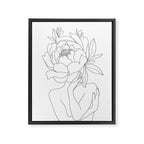 Minimal Line Art Woman Flower Head Framed Canvas Print Gallery Image 6