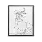 Minimal Line Art Woman with Flowers II Framed Canvas Print Gallery Image 6