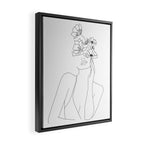 Minimal Line Art Woman with Flowers Framed Canvas Print Gallery Image 2