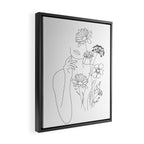 Minimal Line Art Woman with Flowers III Framed Canvas Print Gallery Image 2