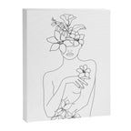 Minimal Line Art Woman with Flowers IV Canvas Print Gallery Image 6