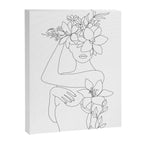 Minimal Line Art Woman with Flowers VI Canvas Print Gallery Image 6